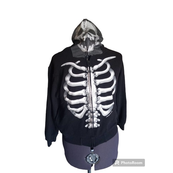 Four Season black design skeleton print boys hoodie, Medium - Picture 1 of 5
